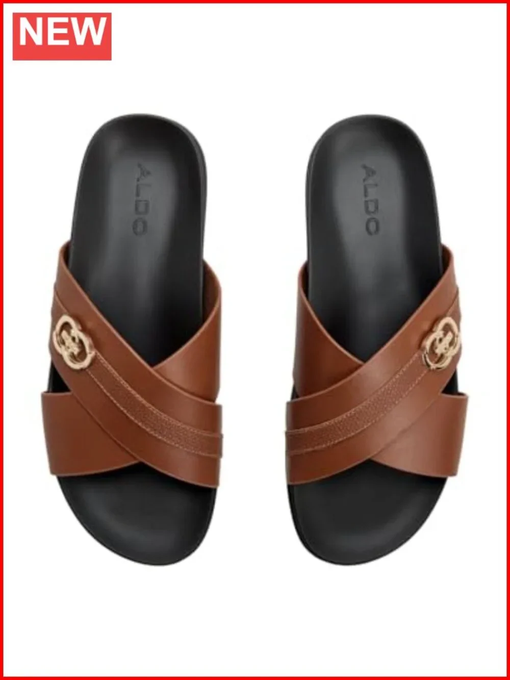 Men's Leather Cross-strap Slide Sandals